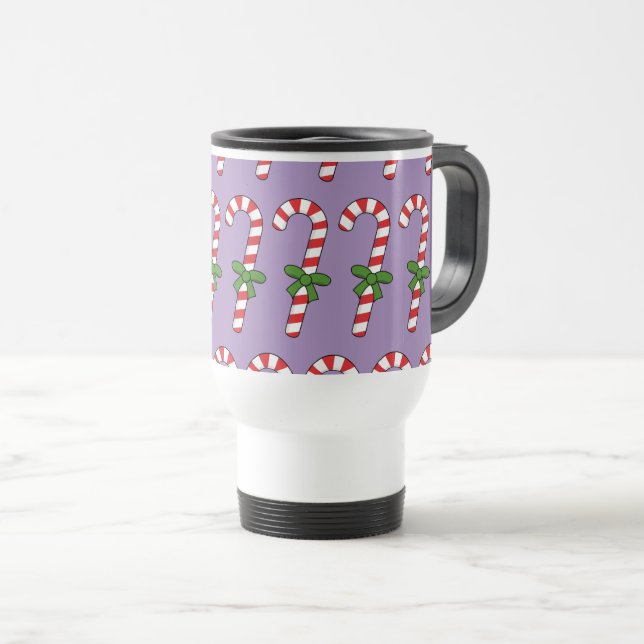 Caneca Térmica Candy Cane com Faixa Verde (Frente Esquerda)