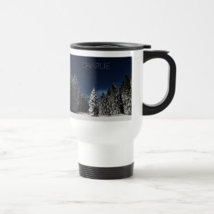Caneca Térmica Canetas de texto personalizadas do Céu de inverno