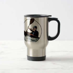 Caneca Térmica Canoa Scratchboard do Paddler do caiaque
