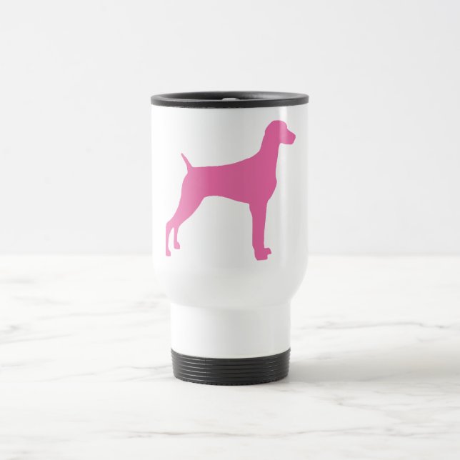 Caneca Térmica Cão de Weimaraner (no rosa) (Centro)