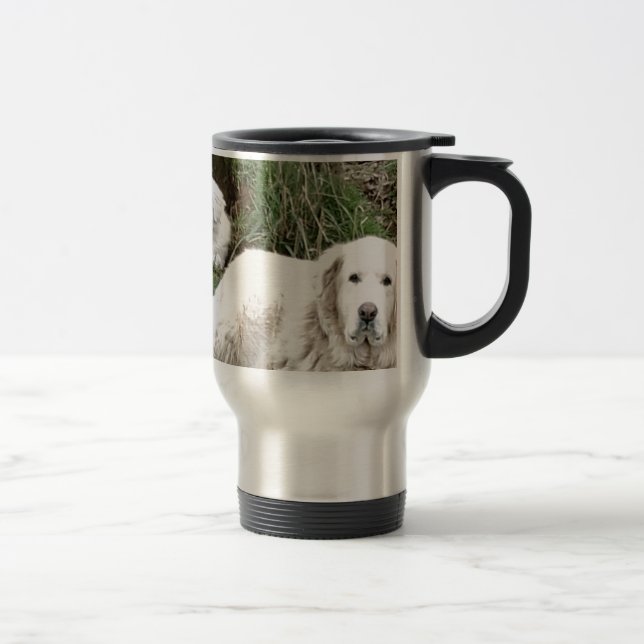 Caneca Térmica Cão e filhote de cachorro de grandes Pyrenees (Direita)