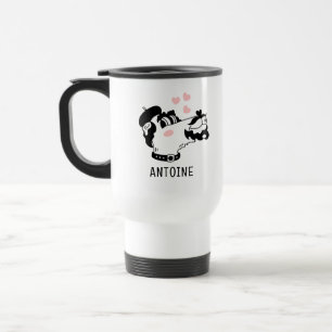 Caneca Térmica Cão-Poodle Francês Vestindo nome personalizado Ber