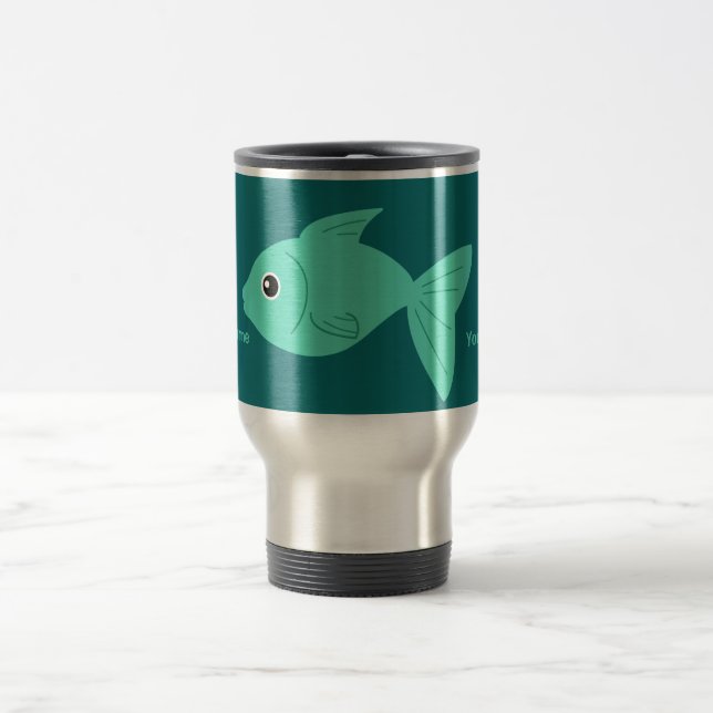 Caneca Térmica Capas de monograma personalizadas de peixe (Centro)