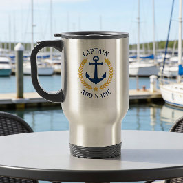 Caneca Térmica Capitão Boat Name Anchor Dourado Style Laurel Star