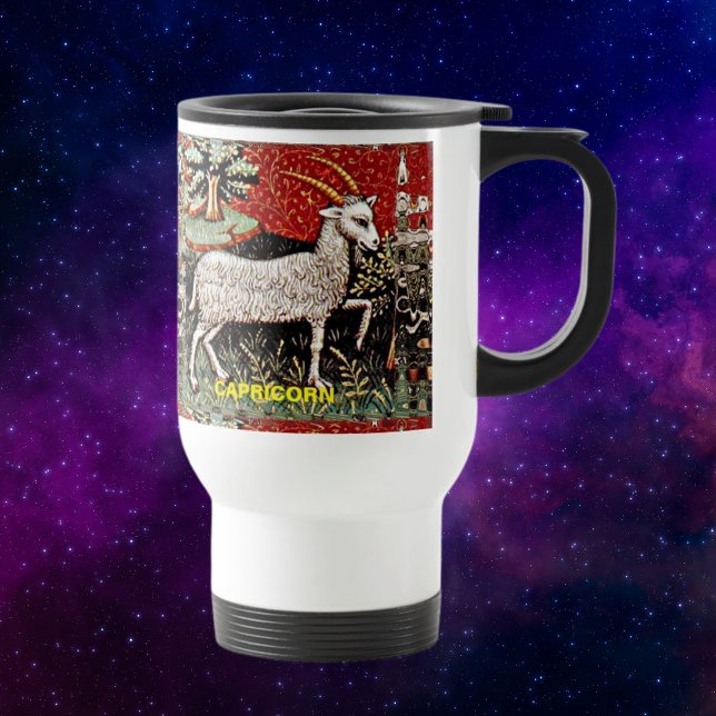 Caneca Térmica Capricórnio - Festa de aniversário de Sinal Zodiac (Capricorn the Goat Zodiac Sign Birthday Party Travel Mug)