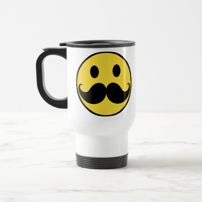 Caneca Térmica Cara retro do amarelo do bigode (Esquerda)