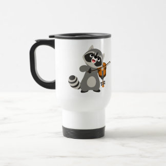 Caneca Térmica Caricatura Bonita, Raccoon, Tocando Viagem ao trab