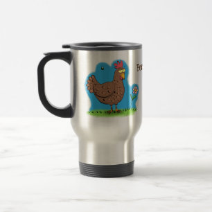 Caneca Térmica Caricatura rústica de frango engraçada