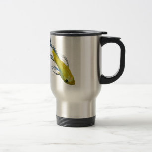 Caneca Térmica Carpa japonesa amarela arte aquarela peixe