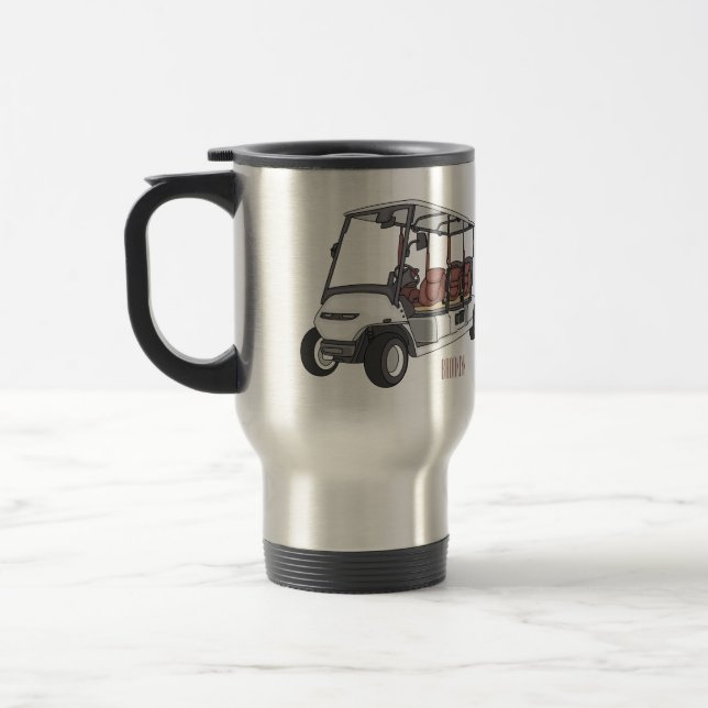 Caneca Térmica Carrinho de golfe / desenho animado de buggy de go (Esquerda)