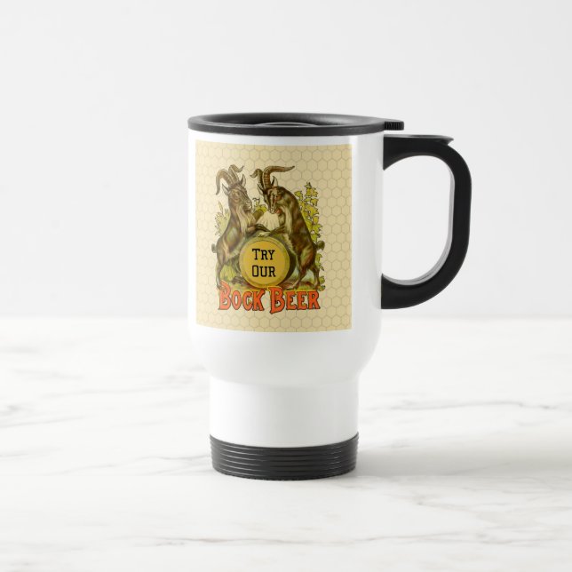 Caneca Térmica Cartaz de Cerveja Bock Vintage: Antigo Salão de Bo (Direita)