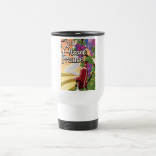 Caneca Térmica cartaz de viagem antigo da região da Alsácia Franç