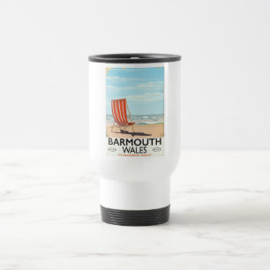 Caneca Térmica Cartaz de viagem antigo de Barmouth North Wales
