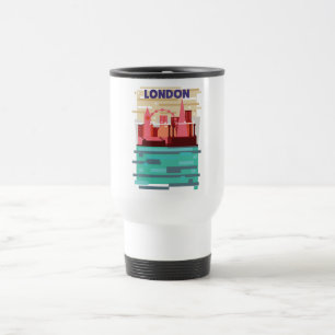 Caneca Térmica Cartaz de viagem da silhueta de Londres.