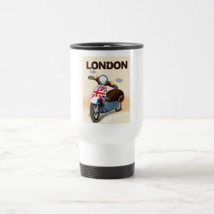 Caneca Térmica Cartaz de viagem de scooter vintage Londres union