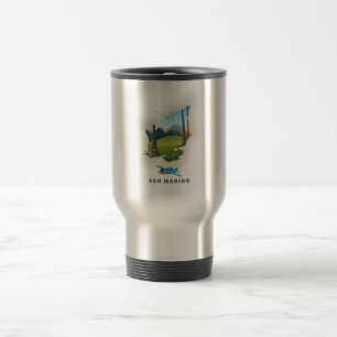 Caneca Térmica Cartaz de viagem ilustrado de San Marino.
