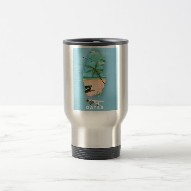 Caneca Térmica Cartaz de viagem ilustrado do Catar impresso (Centro)