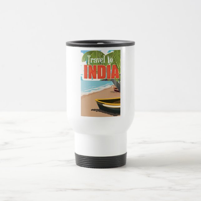 Caneca Térmica Cartaz de viagem para a Índia (Centro)