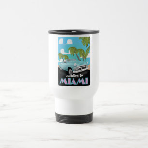 Caneca Térmica Cartaz de viagem para férias em Miami