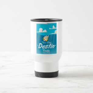 Caneca Térmica Cartaz de viagem vintage Destin Flórida.