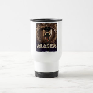 Caneca Térmica cartaz de viagem vintage do alasca