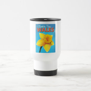 Caneca Térmica Cartaz de viagem vintage do País de Gales