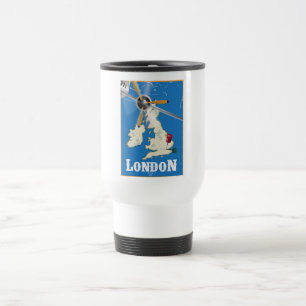 Caneca Térmica Cartaz de Viagem Vintage Londres, Inglaterra