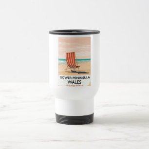 Caneca Térmica Cartaz de viagem vintage Península de Gower País d