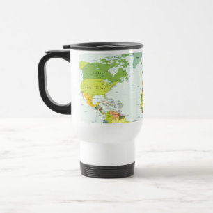 Caneca Térmica Cartaz do Atlas Político do Mapa Mundial: Decoraçã