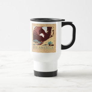 Caneca Térmica Cartaz Retro Veja a América Western Cowboys Desert