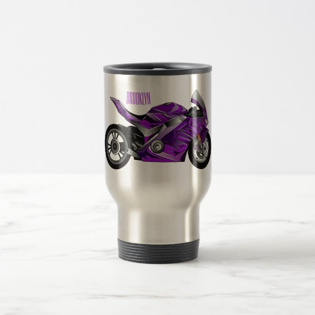 Caneca Térmica Cartografia de motocicletas de esporte roxo (Centro)