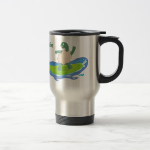 Caneca Térmica Cartografia de surf de tartaruga engraçada
