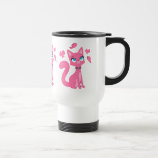 Caneca Térmica Cartografia rosa-branca Gato e Borboletas Viagem a