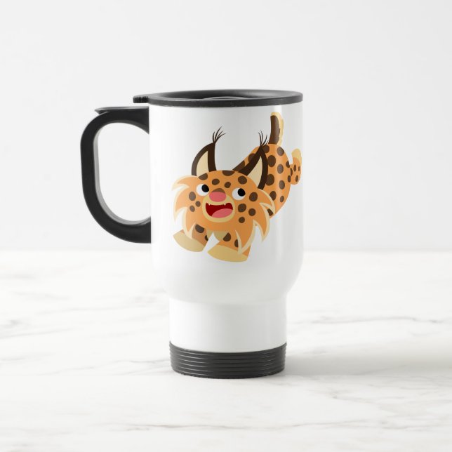 Caneca Térmica Cartoon Bonito de Prankon Bobcat Viagem ao trabalh (Esquerda)
