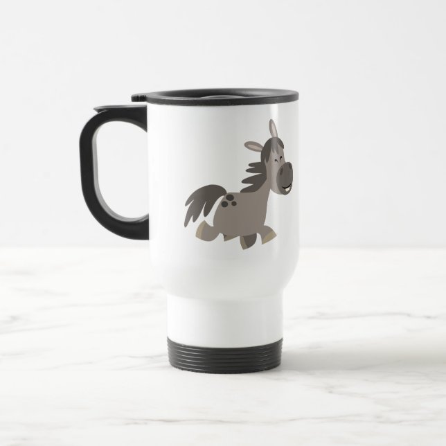 Caneca Térmica Cartoon Cinza de Pony Viagem ao trabalho Mug (Esquerda)