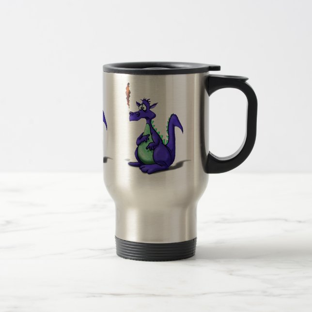 Caneca Térmica Cartoon de Dragão Roxo Preocupado (Direita)