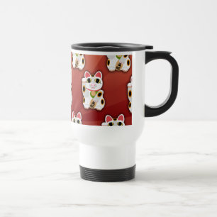 Caneca Térmica Cartoon de Gato Sortudo Fortune Pet Divertido Padr