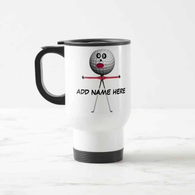Caneca Térmica Cartoon de Golfe Personalizado (Esquerda)