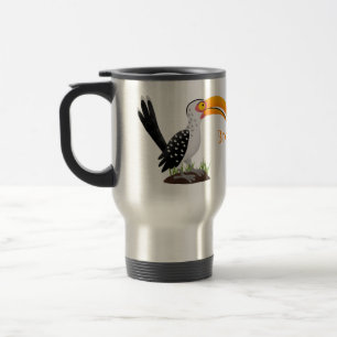 Caneca Térmica Cartoon de pássaros-de-bico-amarelo engraçado