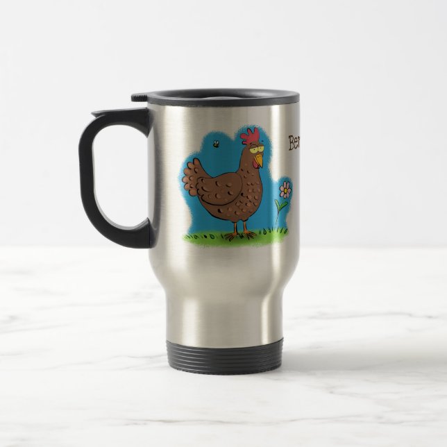 Caneca Térmica Cartoon galinha rústico (Esquerda)