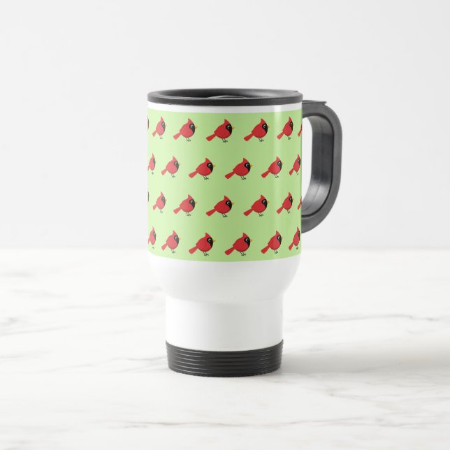 Caneca Térmica Cartoon Vermelho Bonito com Flores (Frente Esquerda)