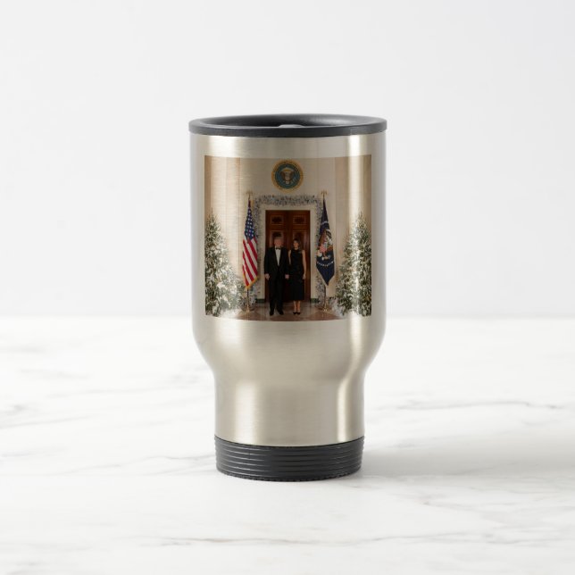 Caneca Térmica Casa Branca de Natal de Donald & Melania Trump (Centro)
