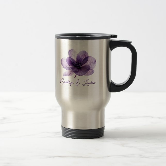 Caneca Térmica Casamento de Flor Roxo Gordo (Direita)