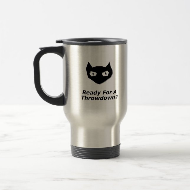 Caneca Térmica Cat Boo Pronta Para Um Lançamento (Esquerda)