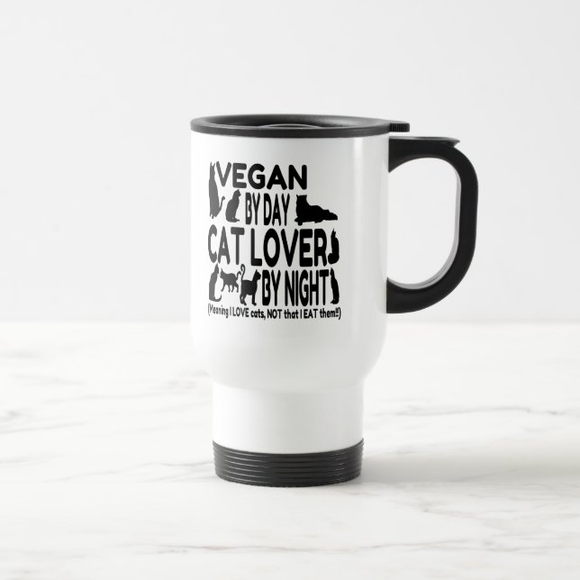 Caneca Térmica Cat Lover Vegan Engraçado (Direita)