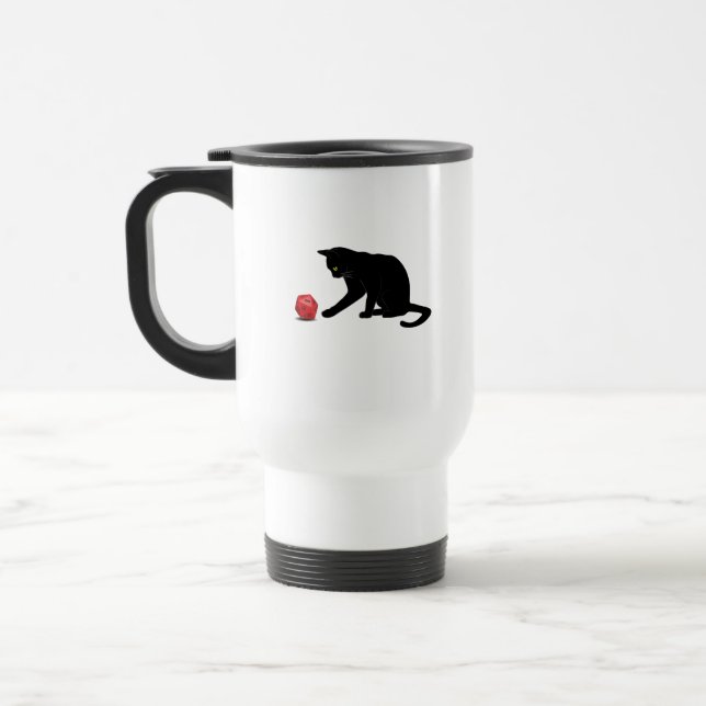 Caneca Térmica Cat Rolling Dice RPG RPG Jogos Jogando Lov (Esquerda)