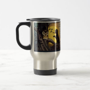 Caneca Térmica Cat Warning Owl Halloween Coffee Mug