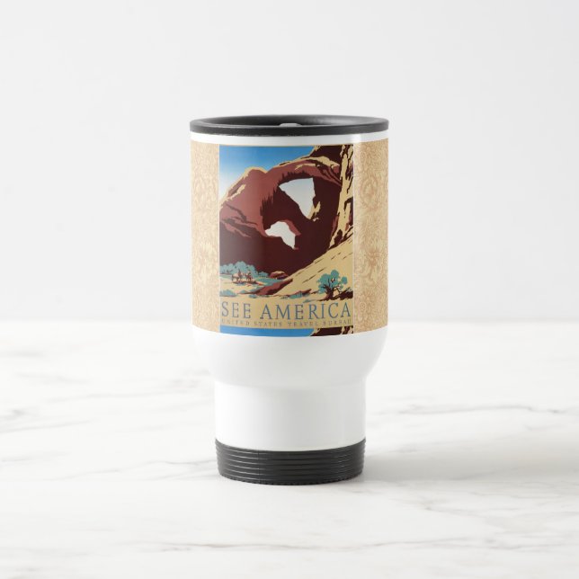 Caneca Térmica Caubói Deserto Vintage Ocidental Cavalos  (Centro)