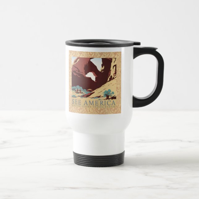 Caneca Térmica Caubói Deserto Vintage Western Cavalos  (Direita)