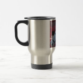 Caneca Térmica cavalo branco puro com ponte preta e flores vermel